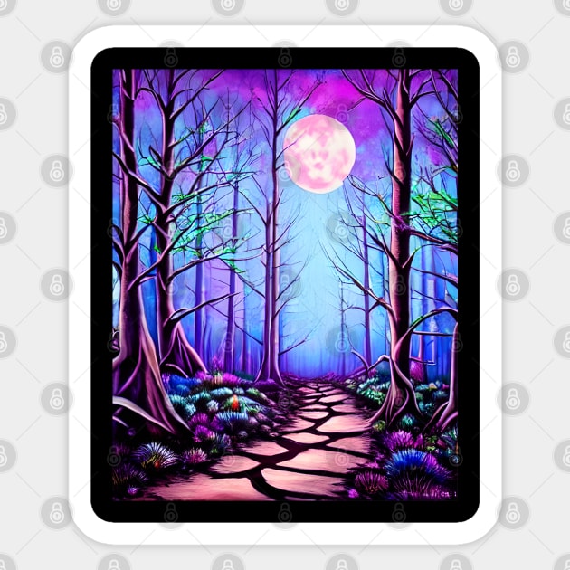 Beautiful Forest Moonlight Sticker by Sanzida Design